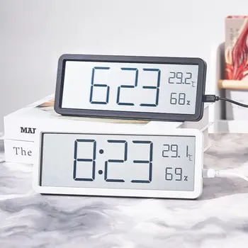 2-цветные цифровые настенные часы с пластиковым дисплеем влажности, электронные часы с ЖК-экраном на батарейках, настольные цифровые часы