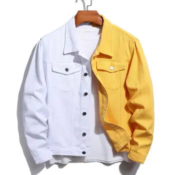 2023 Новая свободная мужская куртка с уникальным дизайном, двухцветное джинсовое пальто на весну и осень