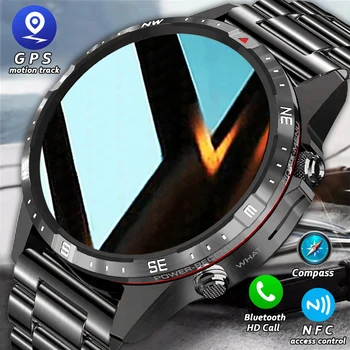 2023 Новые NFC Bluetooth Call Мужские Смарт-Часы 1,6 дюйма AMOLED Деловые Часы Compass GPS Sports Track Smartwatch Для Металлического Корпуса