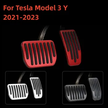 ATCLY Нескользящие Накладки На Ножные Педали Для Tesla Модель 3 Y 2021-2023 Алюминиевый Сплав Аксессуары Для Педалей Автоматического Акселератора И Тормоза