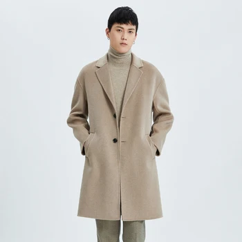 ATTYYWS, хит продаж, новое мужское двустороннее пальто из 100% шерсти, Длинный высококачественный вязаный кардиган с лацканами, мужское пальто, Шерстяное пальто, 5 цветов
