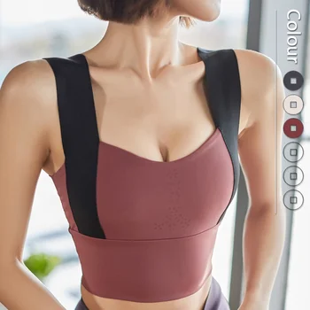 S-3xl Контрастный широкий плечевой ремень, жилет для фитнеса, женское нагрудное белье для йоги, спортивный бюстгальтер с высокой талией