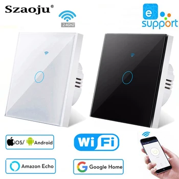 Szaoju eWeLink WiFi Умный сенсорный выключатель света ЕС Настенный сенсорный выключатель без нейтрального провода 110-220 В Поддержка Bluetooth Alexa Google Home