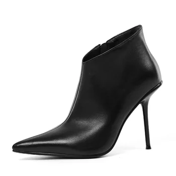 (YYDD) Осень-зима, натуральная кожа, Лаконичный Элегантный ботильон с острым носком, женские ботинки на очень тонком высоком каблуке, обувь для вечеринок, размер 34-39