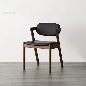 Американские обеденные стулья из массива дерева со спинкой, скандинавское кресло для кафе для отдыха, домашний обеденный стул, мебель для комнаты, современная столовая на заказ