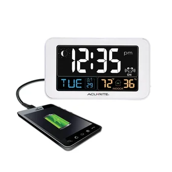 Быстрая доставка Цифровой будильник Intelli-Time для спальни с USB-зарядным устройством, температурой и влажностью в помещении для Крепко Спящих