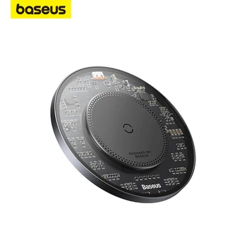 Быстрое Беспроводное Зарядное Устройство Baseus 15 Вт Для iPhone 14 13 12 Для Airpods Visible Qi Wireless Charging Pad Для Samsung S22 S10 Xiaomi LG