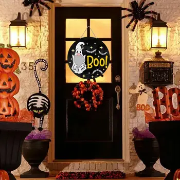 Дверная табличка на Хэллоуин, жуткий декор на Хэллоуин, Призраки, ведьмы, добро пожаловать с внутренними / наружными дверными знаками для домашних вечеринок, гобелены на стенах