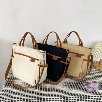 Женская повседневная сумка контрастного цвета, большая сумка-слинг Capcity с несколькими карманами, многофункциональная сумка для женского школьного офиса