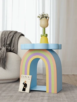 Журнальный столик Rainbow, мебель для гостиной, приставной столик для дивана, аксессуары для дома в мультяшном кремовом стиле, прикроватный столик