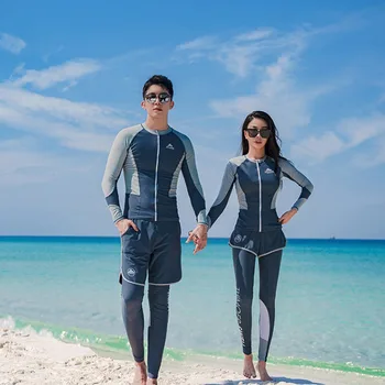 Защита от сыпи для пар, купальники, солнцезащитный костюм для серфинга, Танкини, Рашгард, Быстросохнущая пляжная одежда, футболка для серфинга с длинным рукавом