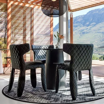 Итальянская дизайнерская мебель для обеденного стола современный отель легкие роскошные кожаные стулья для обеденного стола скандинавский минималистичный ресторанный стул