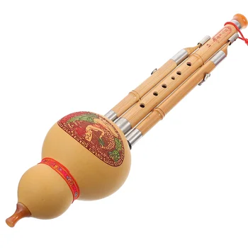Китайский Ручной Хулуси Бамбуковая Тыква Тыквенная Флейта Этнический Музыкальный Инструмент bB Key ручной Работы для Начинающих Меломанов (Случайный Узор)