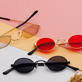 Классические овальные солнцезащитные очки в небольшой оправе для мужчин Металлические солнцезащитные очки в стиле панк Для женщин Ретро Оттенки Стимпанк UV400 Очки Автомобильные очки