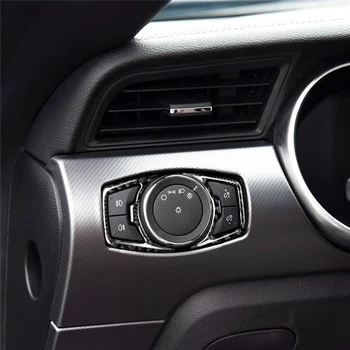 Кнопки включения автомобильных фар из углеродного волокна, наклейка с отделкой, наклейка для Ford Mustang 2015-2021, Аксессуары для интерьера