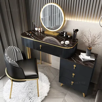 Легкие роскошные комоды Скандинавская мебель для спальни Современный шкаф для хранения в спальне и столик для макияжа со светодиодным зеркалом Туалетные столики