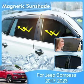 Магнитный солнцезащитный козырек для Jeep Compass MP MK2 2017 2018 2019 2020 2021 2022 2023 Задние солнцезащитные козырьки Шторка для лобового стекла Козырек окна