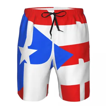 Мужские пляжные шорты, быстросохнущие мужские плавки, мужские купальники с флагом Пуэрто-Рико, пляжная одежда для купания, пляжные шорты для купания