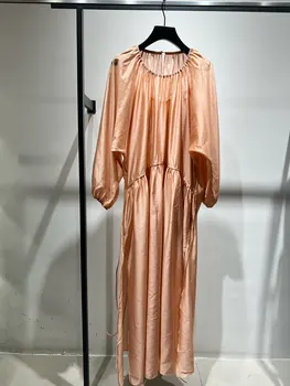 Новое летнее оранжево-розовое свободное платье с завязками