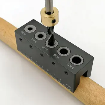 Новый Деревообрабатывающий набор для крепления дюбелей с вертикальными отверстиями под прямым углом Алюминиевая направляющая для сверления отверстий Локатор Столярные инструменты DIY