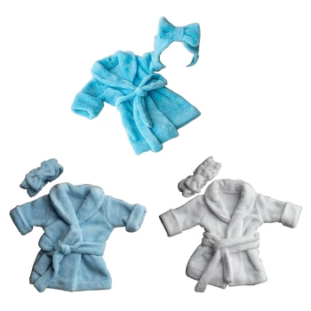 Одежда для фотосъемки ребенка Фланелевый костюм Повязка на голову с бантом Банный халат для новорожденного Одежда для фотосъемки