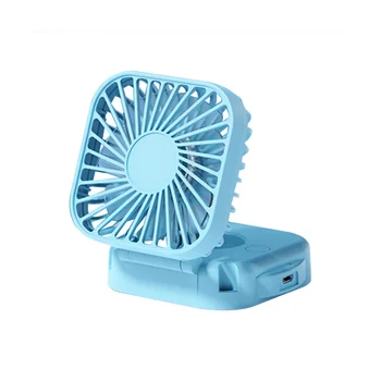 Ручной Портативный вентилятор с зеркалом, 3 скорости USB Перезаряжаемый мини-вентилятор Настольный вентилятор для девочек, женщин, путешествующих на открытом воздухе Синий