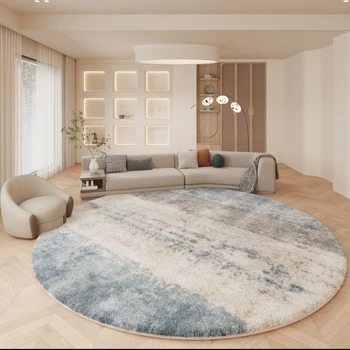 Современный минималистичный круглый ковер для гостиной, мягкие удобные ковры из искусственного кашемира, скандинавский прикроватный коврик для спальни.