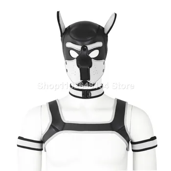 Съемная шапочка для щенка, маска на все лицо и ошейник, нагрудный ремень безопасности, костюм для ролевых игр для собак