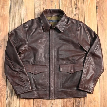 Толстая винтажная мужская куртка из мягкой кожи растительного дубления, окрашенная водой, без покрытия толщиной 1,2 дюйма, Кожаная куртка из кожаной куртки T74
