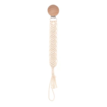 Цепочка для пустышки, деревянная цепочка для вязания крючком при прорезывании зубов, держатель для детской прорезывательницы-пустышки
